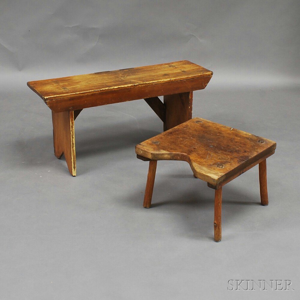 Appraisal: Stool and a Bench America th th century ht to