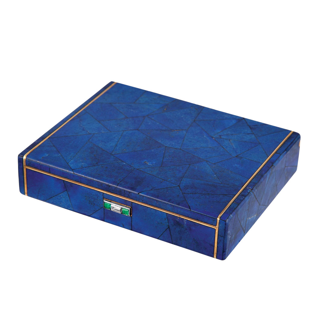 Appraisal: Art Deco Gold and Lapis Box by Cartier kt the