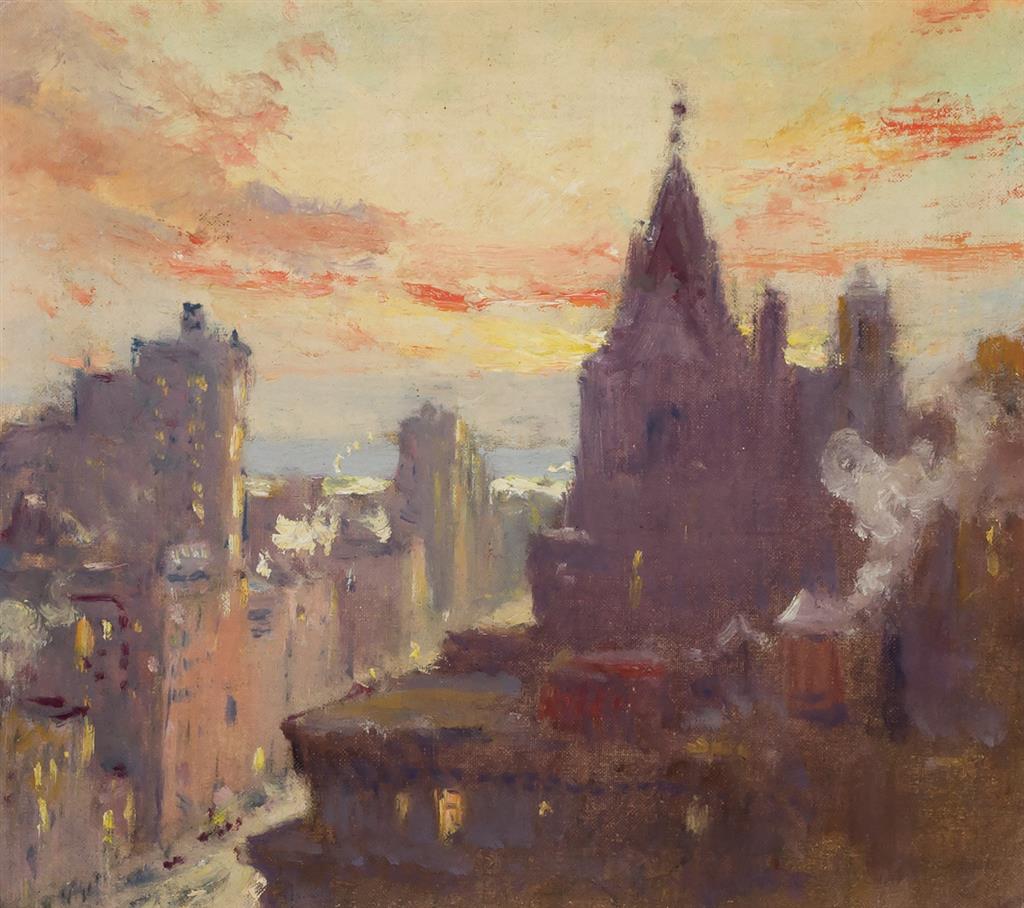 Appraisal: COLIN CAMPBELL COOPER American - Manhattan at Sunset oil on