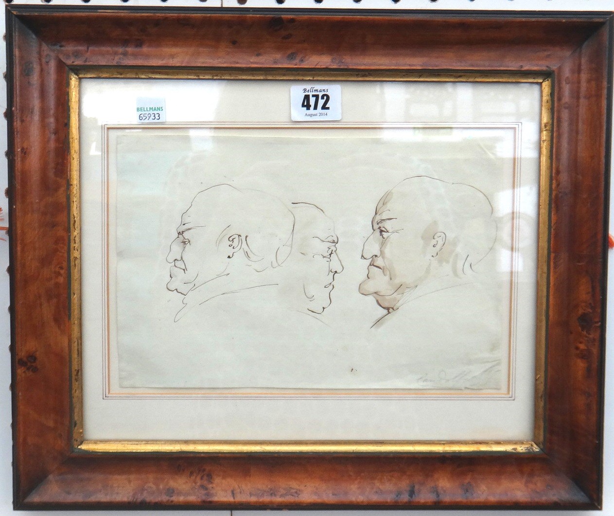 Appraisal: English School th century Head studies of three men pen