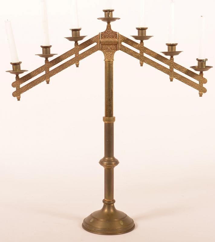 Appraisal: Vintage Adjustable Brass Menorah Vintage Adjustable Brass Menorah - h