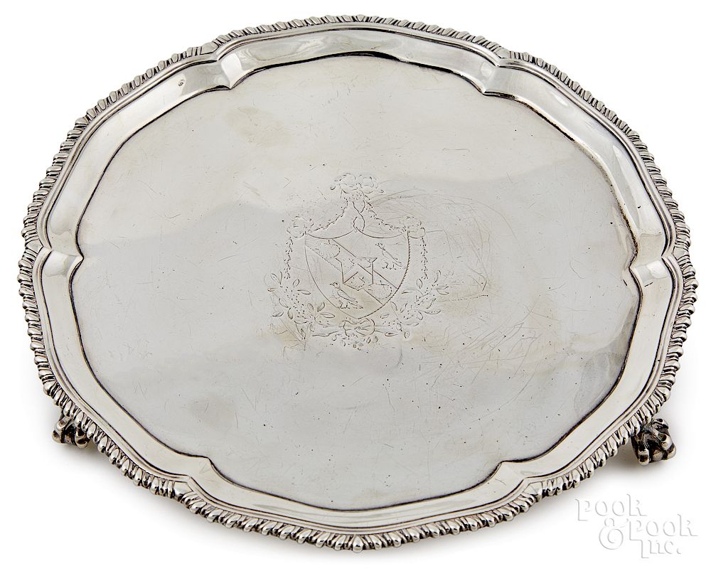 Appraisal: Georgian silver salver Georgian silver salver - bearing the touch