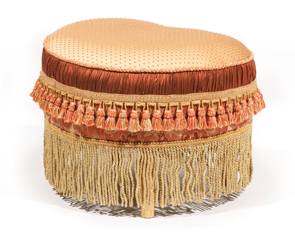 Appraisal: Kidney-Shaped Pouf ruched surround tassels bullion fringe h in w