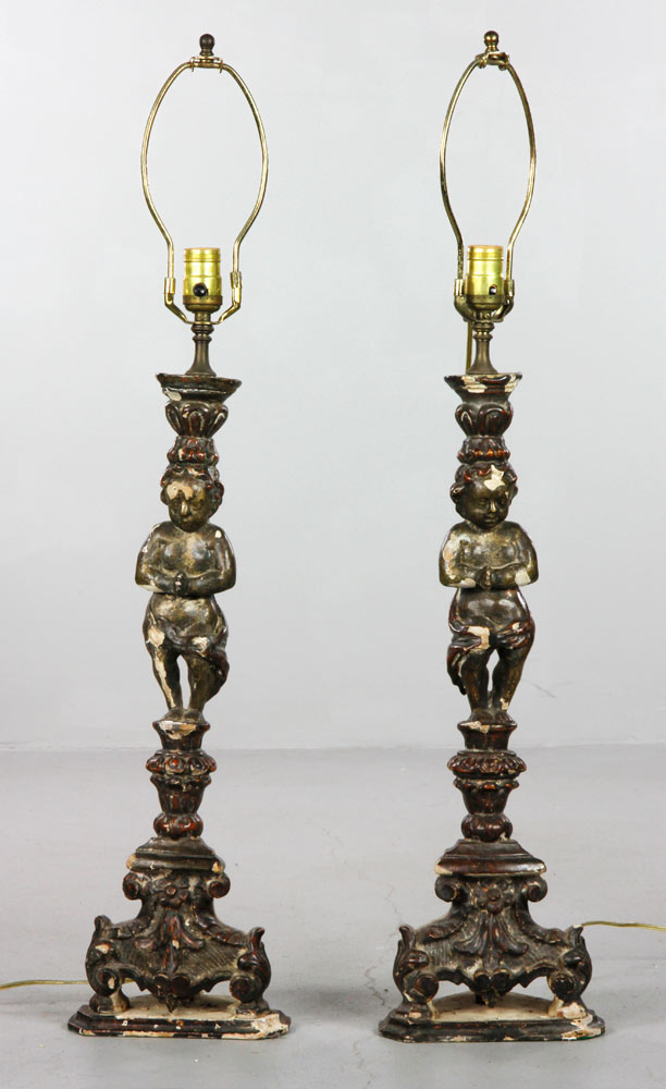 Appraisal: - th C Italian Pair of Candlesticks th century Pair