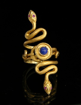 Appraisal: An E Zolotas k Serpent Form Ring with Lapis Cabochon