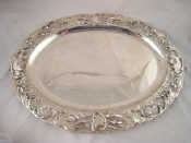 Appraisal: A Russian silver oval meat dish the broad rim heavily