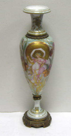 Appraisal: SEVRES STYLE ART NOUVEAU PORCELAIN VASE Gilt metal mounted footed