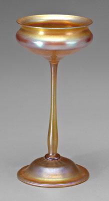 Appraisal: Tiffany glass tazza iridescent gold and blue base marked L