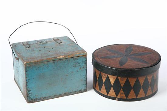 Appraisal: TWO BOXES American late th-early th century Poplar bait box