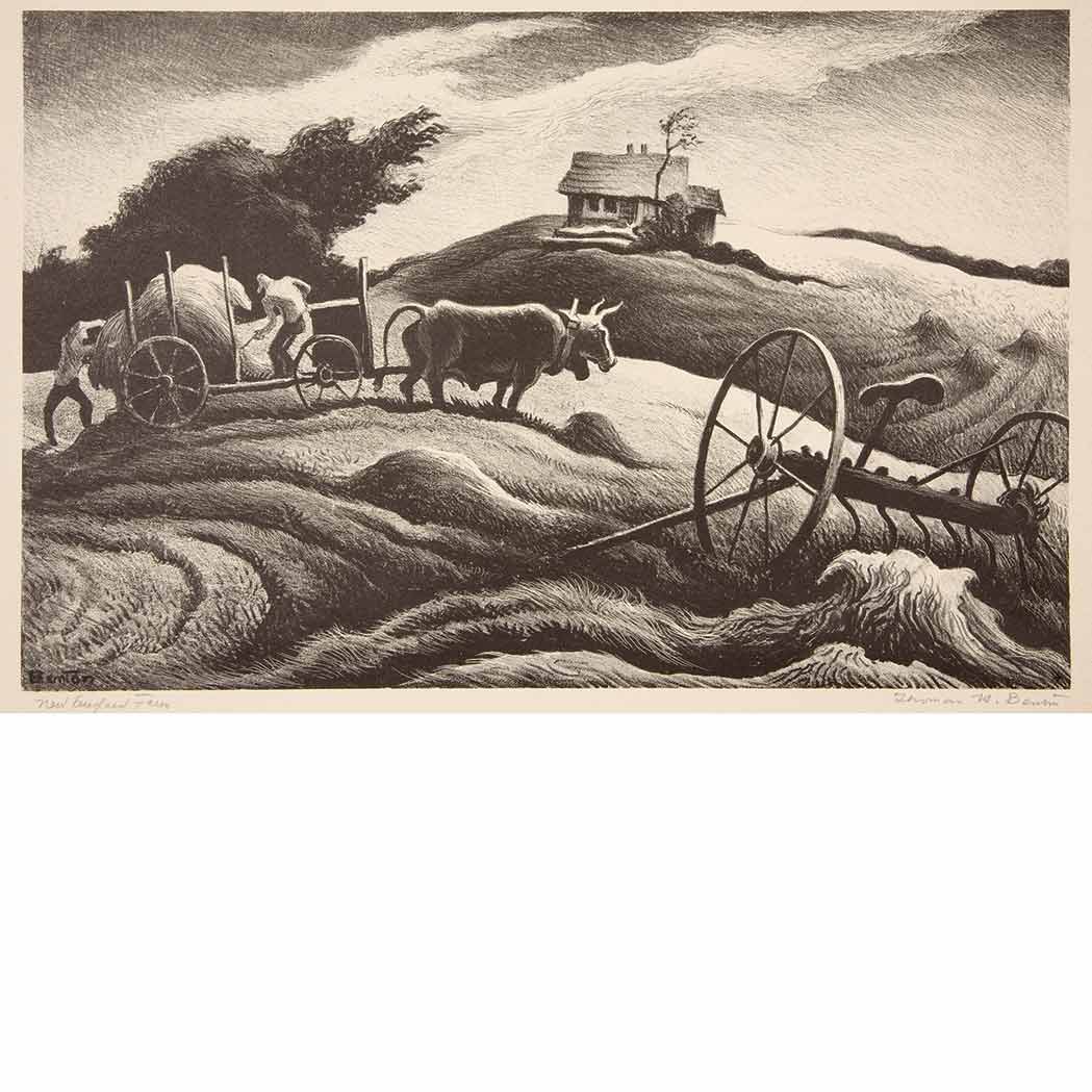 Appraisal: Thomas Hart Benton - NEW ENGLAND FARM FATH Lithograph signed