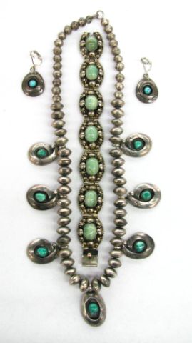 Appraisal: Southwest silver jewelry including squash blossom necklace bracelet and earrings