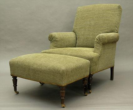 Appraisal: Upholstered Club Chair and Ottoman Chair x x in ottoman