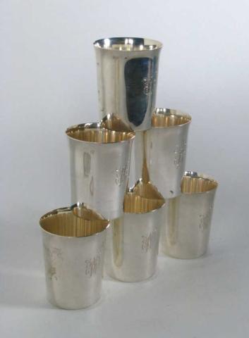 Appraisal: Group of Six Sterling Silver Mint Julep Cups each is