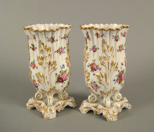 Appraisal: Pair of Continental porcelain vases th c each decorated with