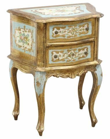 Appraisal: Venetian parcel gilt and paint decorated bedside cabinet th c