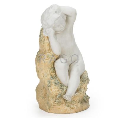 Appraisal: GUSTAV MICHEL SEVRES Bisque figure of a putto Signed and