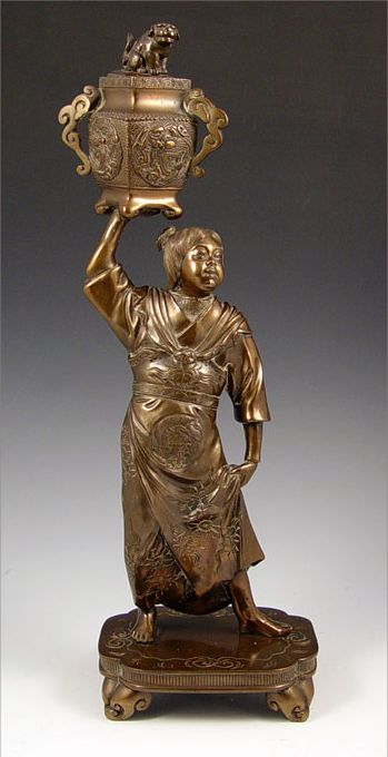 Appraisal: JAPANESE BRONZE FIGURE Court attendant '' tall