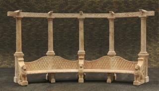 Appraisal: Neoclassical style marble garden bench l Neoclassical inspired marble garden