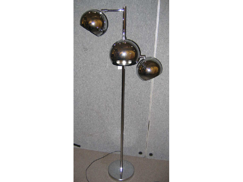 Appraisal: CHROME THREE LIGHT FLOOR LAMP having three globular shades h