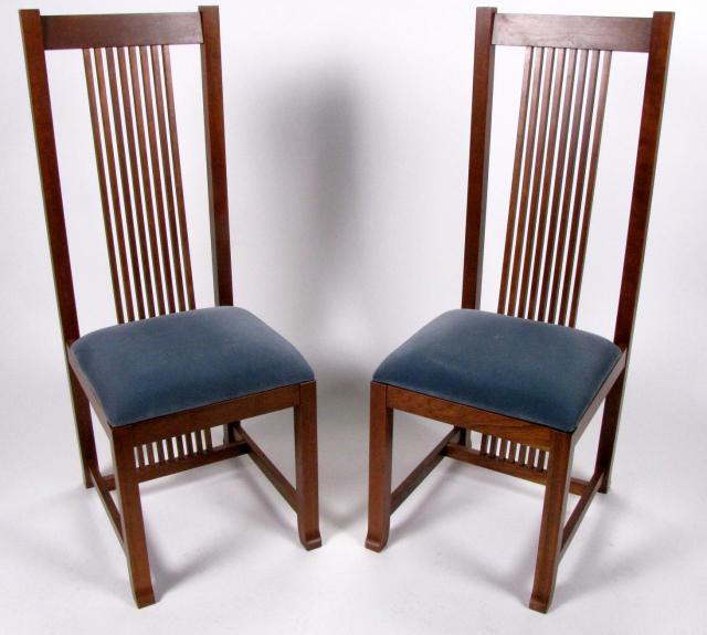 Appraisal: Set of six Prairie style architectural dining chairs from Swartzendruber