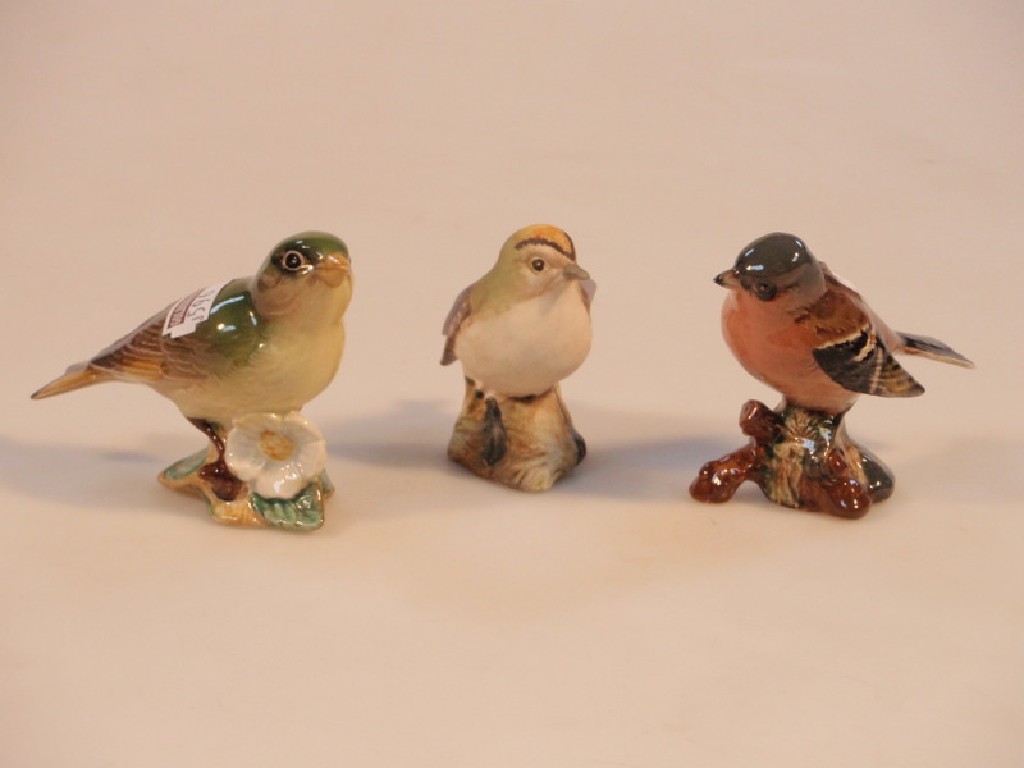 Appraisal: Three Beswick birds Goldcrest Chaffinch Greenfinch cm high