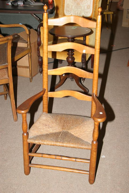 Appraisal: TIGER MAPLE LADDER BACK CHAIR