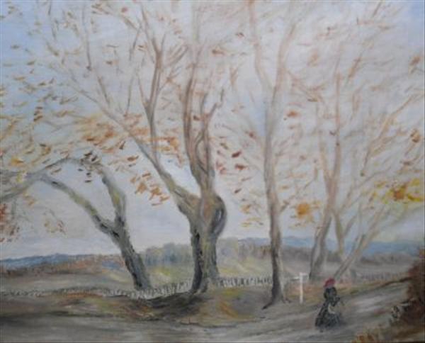 Appraisal: Elizabeth Metcalfe Figure on a Wiltshire path Oil on board