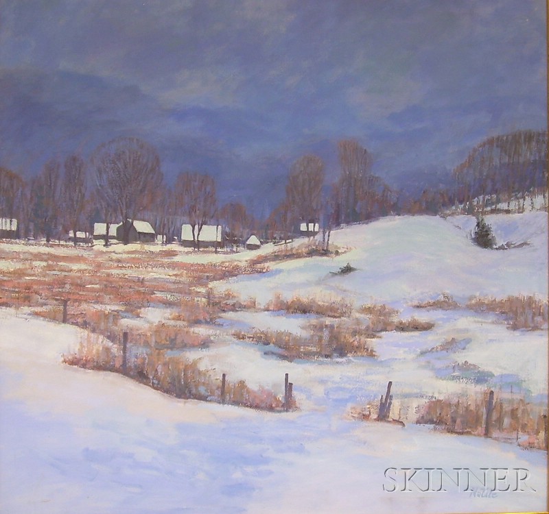 Appraisal: Framed Oil on Canvas Winter Landscape inscribed Natale l r