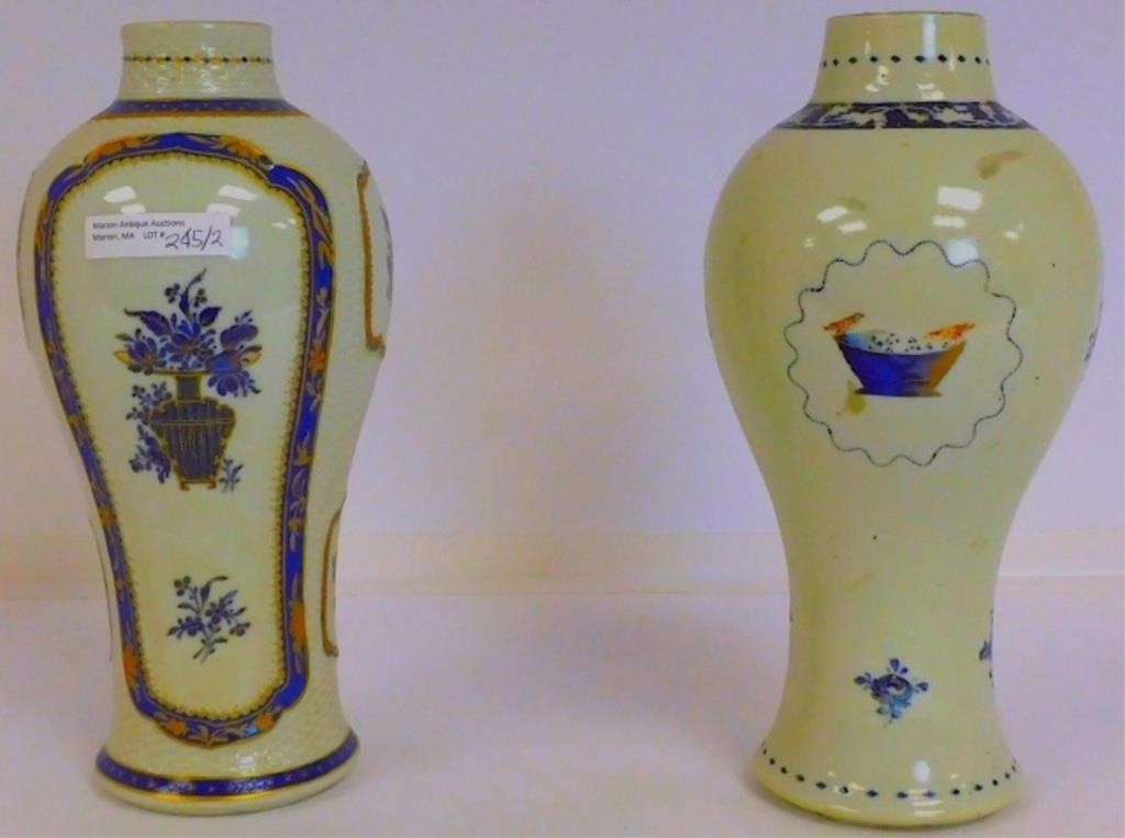 Appraisal: PAIR OF PORCELAIN VASES ONE OF WHICH IS LATE th