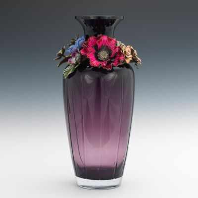 Appraisal: A Jay Strongwater Bouquet Vase Opal vase from the Hothouse