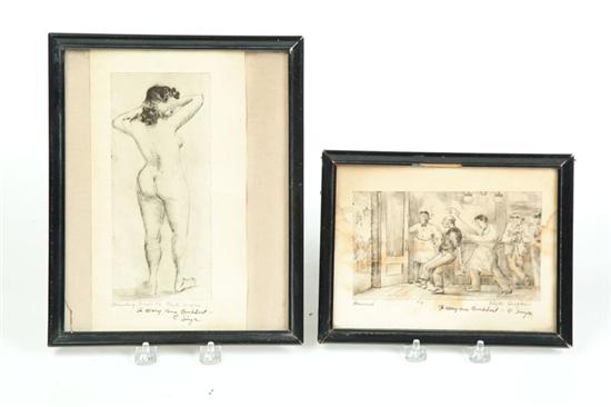 Appraisal: TWO ETCHINGS BY CLYDE SINGER OHIO - Etchings on paper