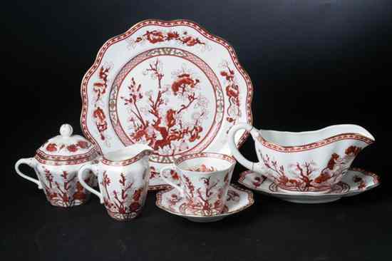 Appraisal: -PIECE COALPORT BONE CHINA DINNER SERVICE ''Indian Tree Coral'' pattern