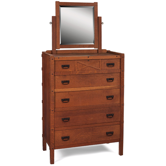 Appraisal: Come-Packt Furniture Company dresser adjustable beveled glass mirror at top