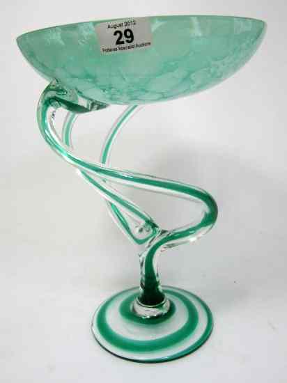 Appraisal: A Modern Green Glass Twist Centrepiece