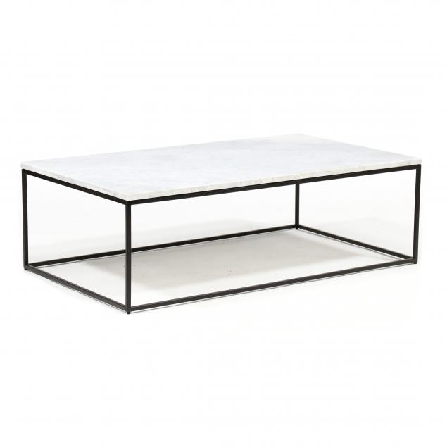 Appraisal: CONTEMPORARY MODERNIST MARBLE TOP COFFEE TABLE Rectangular top consisting of