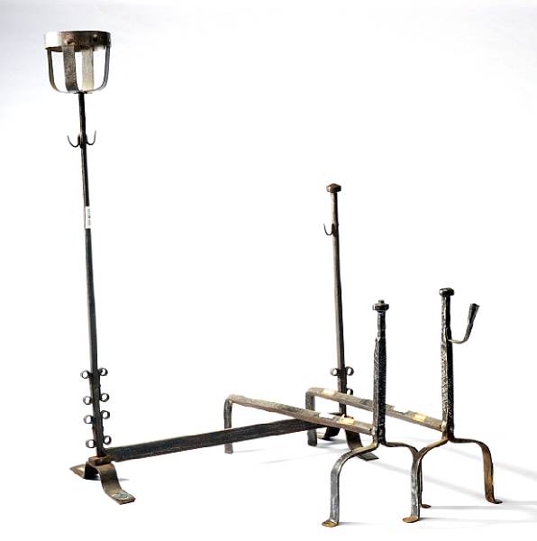 Appraisal: A pair and a single French steel andirons th th