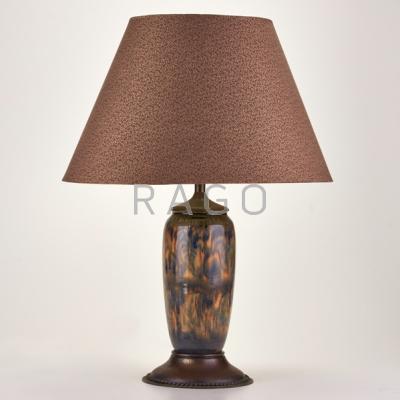 Appraisal: ROYCROFT ROOKWOOD Table lamp Rookwood vase mounted with Roycroft fittings