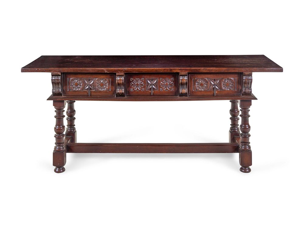 Appraisal: A Spanish or Italian Baroque Style Walnut Sideboard A Spanish