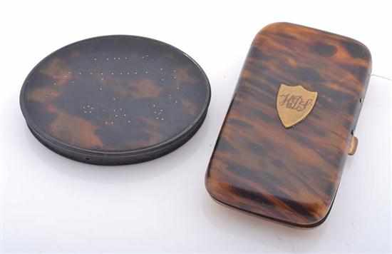 Appraisal: A TORTOISESHELL TRINKET BOX WITH A FAUX TORTOISESHELL CIGARETTE CASE