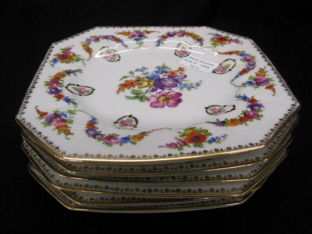 Appraisal: Schuman Bavarian Porcelain Cake Plates Dresden floral square excellent