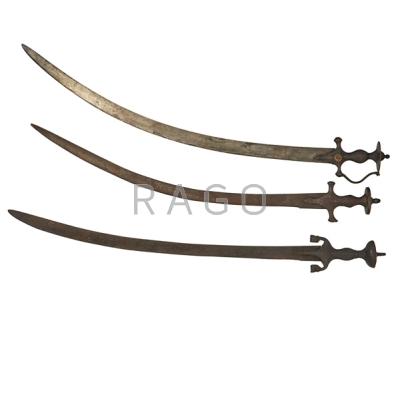 Appraisal: PERISAN TULWAR SWORDS Three th c Longest Condition Report