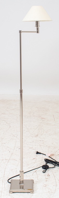 Appraisal: RESTORATION HARDWARE CHROME FLOOR LAMP Restoration Hardware chrome swing-arm floor