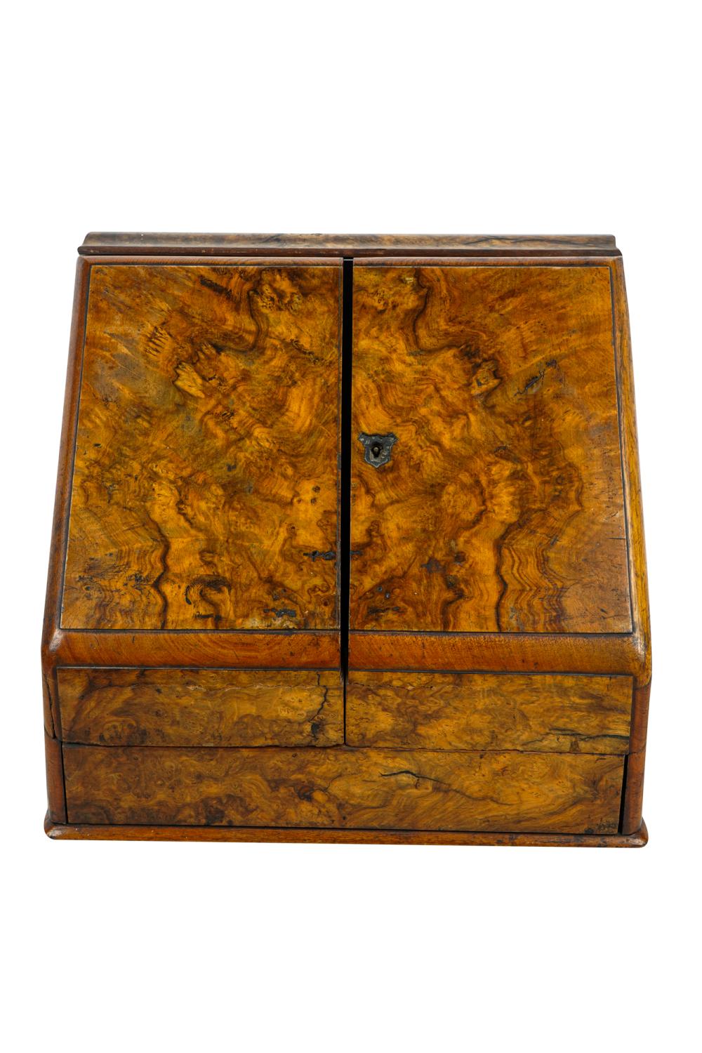 Appraisal: BURLWOOD DESK CALENDARCondition with cracks and chips to burl veneer