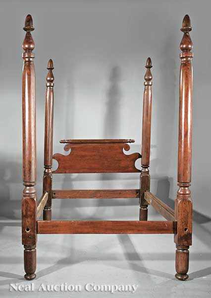 Appraisal: An American Classical Carved Cherrywood Four Post Bed early th