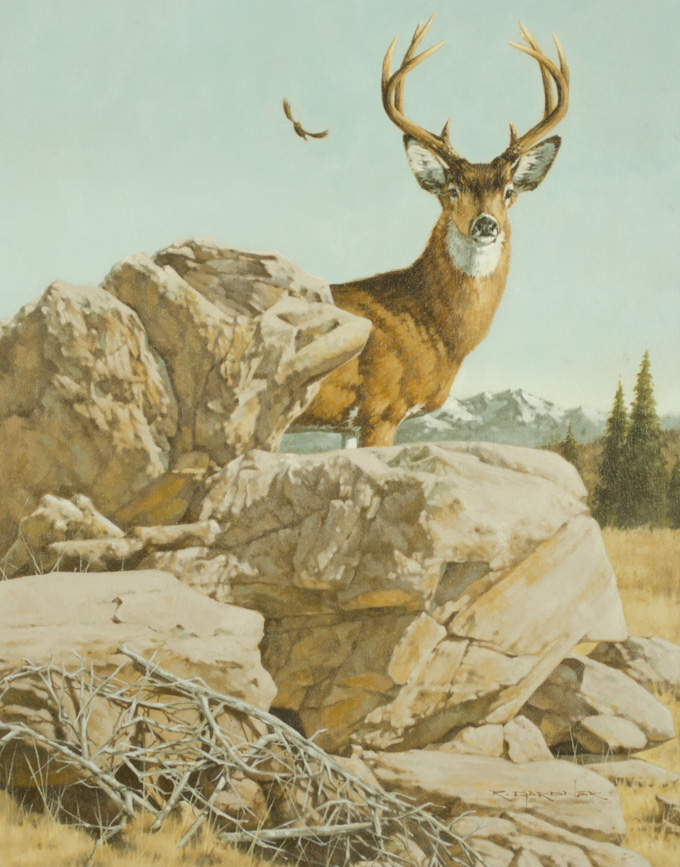 Appraisal: RICHARD GARDNER OIL ON CANVAS California th century Buck with