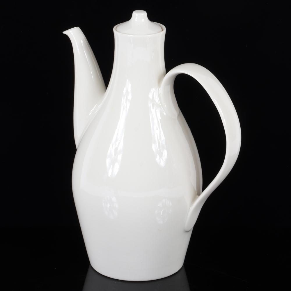 Appraisal: EVA ZEISEL WHITE CERAMIC WIDE HANDLED PITCHER WITH CONICAL LID