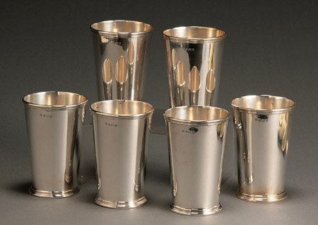 Appraisal: Set of Six George VI Silver Beakers Elkington Co Birmingham