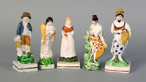 Appraisal: Five Prattware figures ca h - h