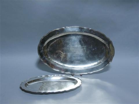 Appraisal: TWO SOUTH AMERICAN SILVER TRAYS Both oval with shaped reeded