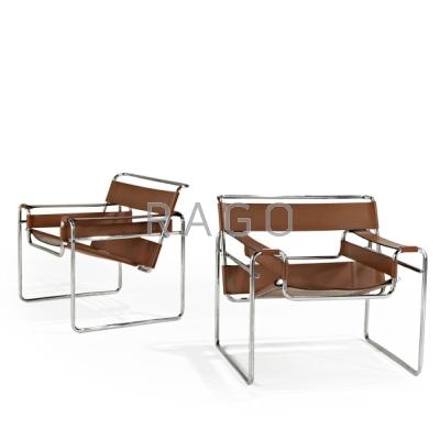 Appraisal: MARCEL BREUER KNOLL INTERNATIONAL Pair of Wassily lounge chairs Gavinia